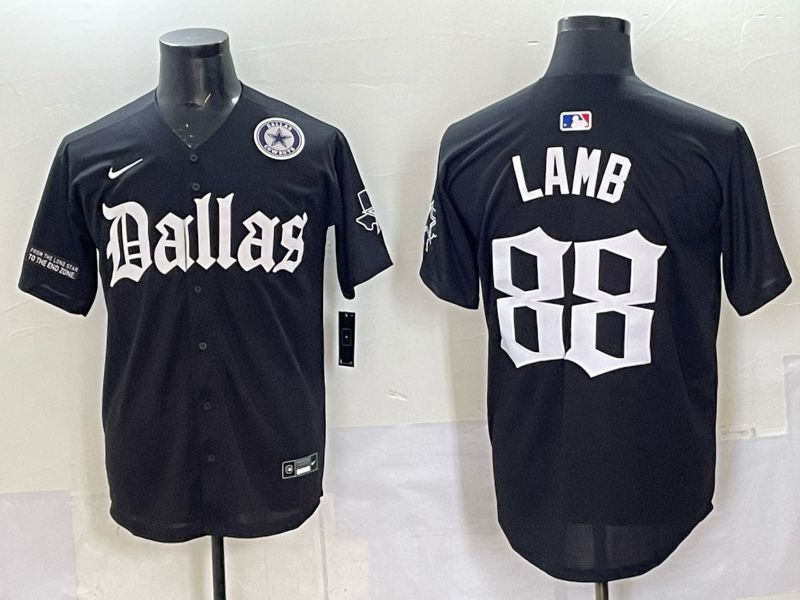 Men 2025 Nike Dallas Cowboys #88 Lamb Black 5th generation Joint Name Limited NFL Jersey 012